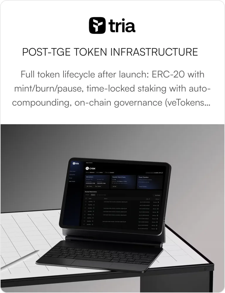 Tria post-TGE token infrastructure case study
