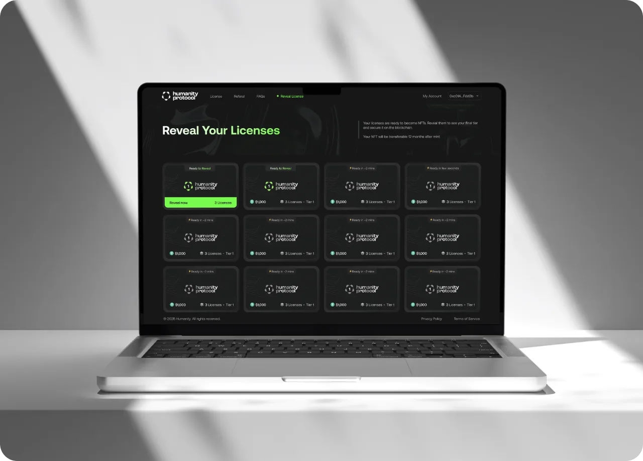Humanity Node License Sale project interface